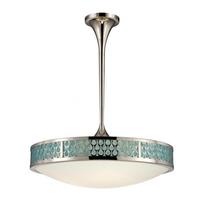 Nuvo Lighting 5 Light Polished Nickel White and Aquamarine Glass Shade LED Pendant Light Fixture