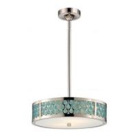 Nuvo Lighting 3 Light Polished Nickel White and Aquamarine Glass Shade LED Pendant Light Fixture