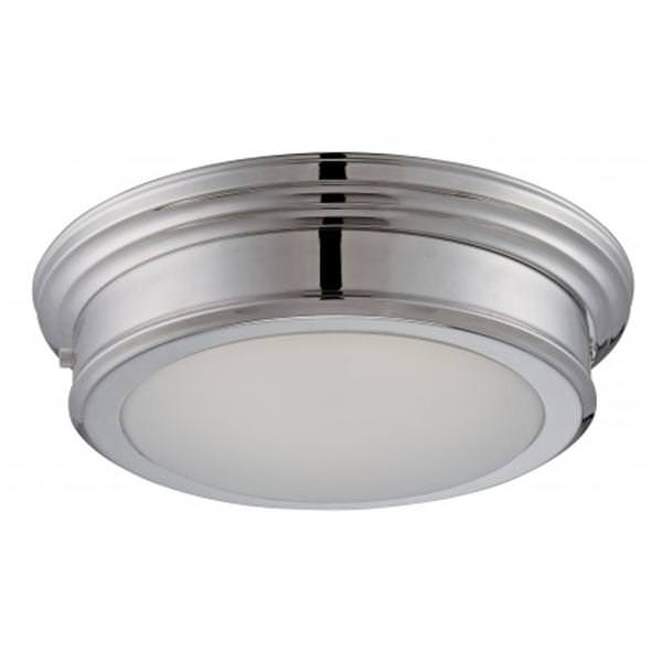 14" 20 watt 120 volt Polished Nickel Frosted Glass Shade LED Ceiling Light Fixture