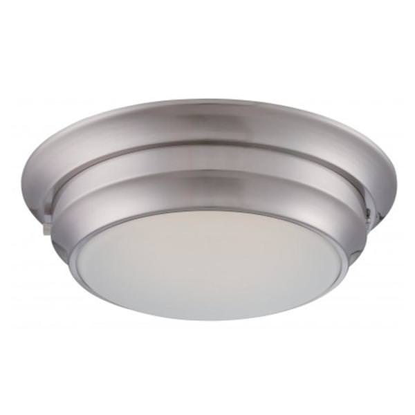 14" 20 watt 120 volt Polished Nickel Frosted Glass Shade LED Ceiling Light Fixture
