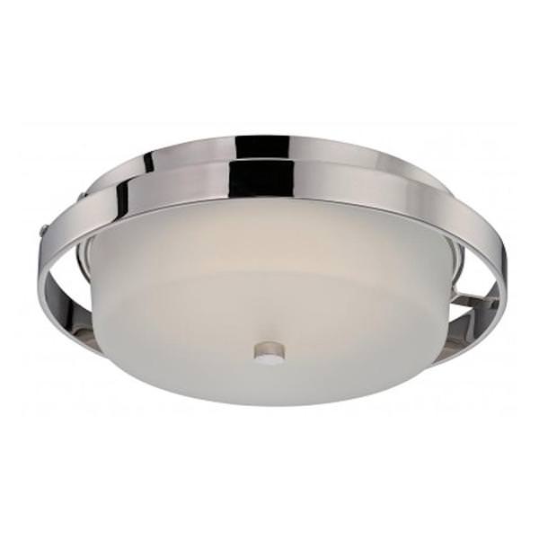 15" 32 watt 120 volt 3000K Natural White Polished Nickel Frosted Glass Shade LED Ceiling Light Fixture