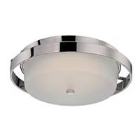 Nuvo Lighting 15" 32 watt 120 volt 3000K Natural White Polished Nickel Frosted Glass Shade LED Ceiling Light Fixture