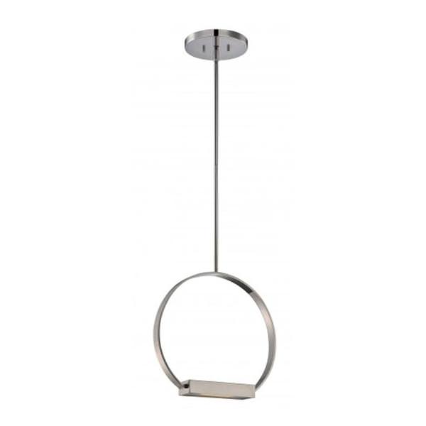 1 Light Polished Nickel Frosted Glass Shade LED Pendant Light Fixture