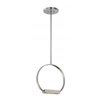 View 1 Light Polished Nickel Frosted Glass Shade LED Pendant Light Fixture
