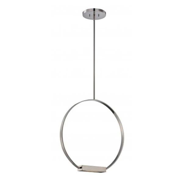1 Light Polished Nickel Frosted Glass Shade LED Pendant Light Fixture