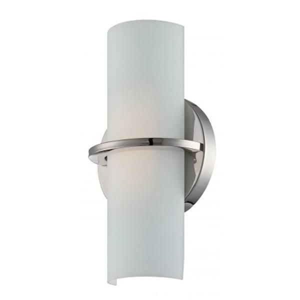 1 Light LED Polished Nickel Etched Opal Glass Shade Wall Sconce Light Fixture