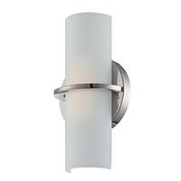 Nuvo Lighting 1 Light LED Polished Nickel Etched Opal Glass Shade Wall Sconce Light Fixture