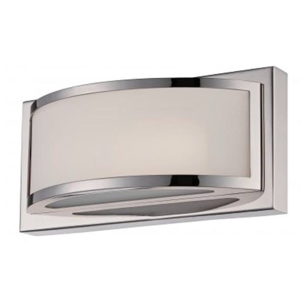 1 Light LED Polished Nickel Frosted Glass Shade Wall Sconce Light Fixture