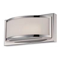 View 1 Light LED Polished Nickel Frosted Glass Shade Wall Sconce Light Fixture