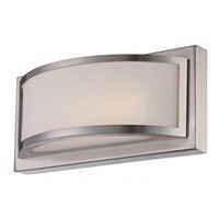 View 1 Light Brushed Nickel Frosted Glass Shade Wall Sconce Light Fixture