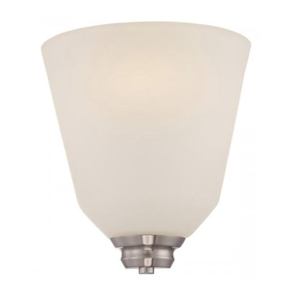 1 Light Brushed Nickel Satin White Glass Shade Wall Sconce Light Fixture