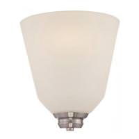 View 1 Light Brushed Nickel Satin White Glass Shade Wall Sconce Light Fixture