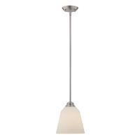 View 1 Light Brushed Nickel Satin White Glass Shade LED Mini Pendant Light Fixture