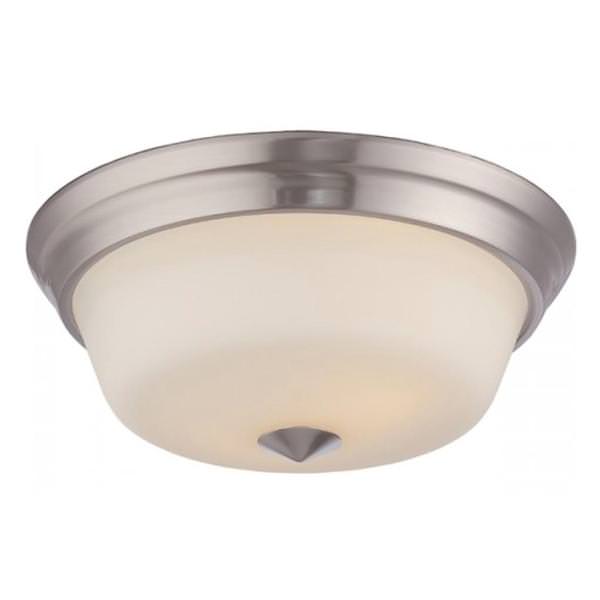 13" 18 watt 120 volt Brushed Nickel Satin White Glass Shade LED Ceiling Light Fixture