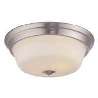 View 13" 18 watt 120 volt Brushed Nickel Satin White Glass Shade LED Ceiling Light Fixture