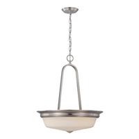 View 3 Light Brushed Nickel Satin White Glass Shade LED Pendant Light Fixture