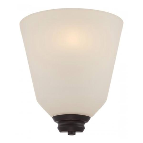 1 Light Mahogany Bronze Satin White Glass Shade Wall Sconce Light Fixture
