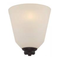 View 1 Light Mahogany Bronze Satin White Glass Shade Wall Sconce Light Fixture