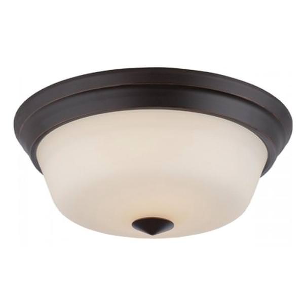 13" 9.8 watt 120 volt 2700K Mahogany Bronze Satin White Glass Shade LED Ceiling Light Fixture