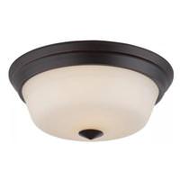 View 13" 9.8 watt 120 volt 2700K Mahogany Bronze Satin White Glass Shade LED Ceiling Light Fixture