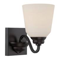 View 1 Light Mahogany Bronze Satin White Glass Shade Wall Light Fixture