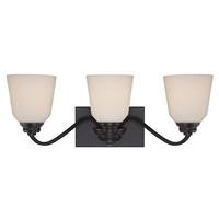 Nuvo Lighting 3 Light 33 watt 2700K Mahogany Bronze Satin White Glass Shades Vanity Light Fixture