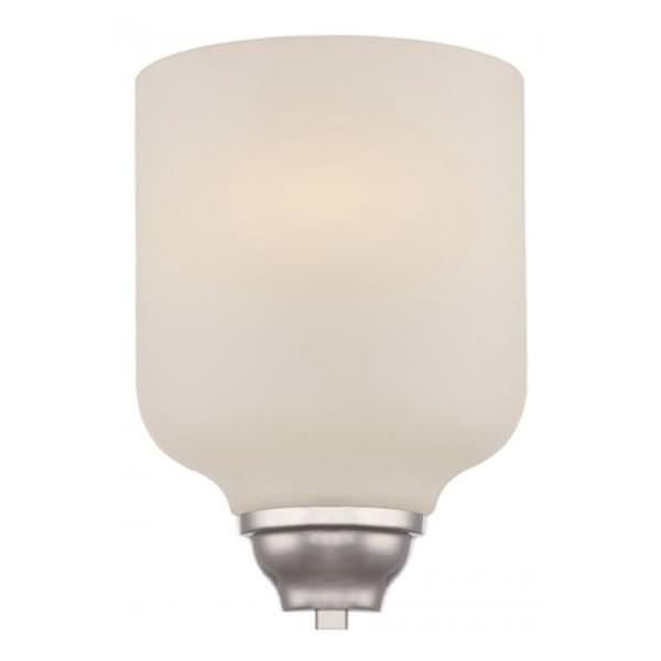 1 Light Polished Nickel Satin White Glass Shade Wall Sconce Light Fixture