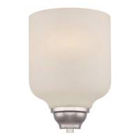 View 1 Light Polished Nickel Satin White Glass Shade Wall Sconce Light Fixture