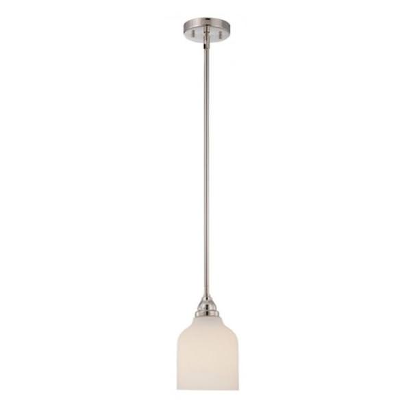 1 Light Polished Nickel Etched Opal Glass Shade LED Mini Pendant Light Fixture