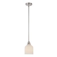 View 1 Light Polished Nickel Etched Opal Glass Shade LED Mini Pendant Light Fixture