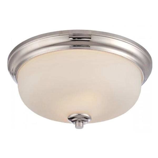 13" 10.5 watt 120 volt 3000K Polished Nickel Etched Opal Glass Shade LED Ceiling Light Fixture