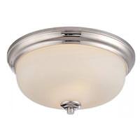 View 13" 10.5 watt 120 volt 3000K Polished Nickel Etched Opal Glass Shade LED Ceiling Light Fixture