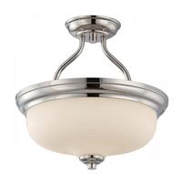View 9.8 watt 13" 2700K Warm White Polished Nickel Etched Opal Glass Shade LED Ceiling Light Fixture