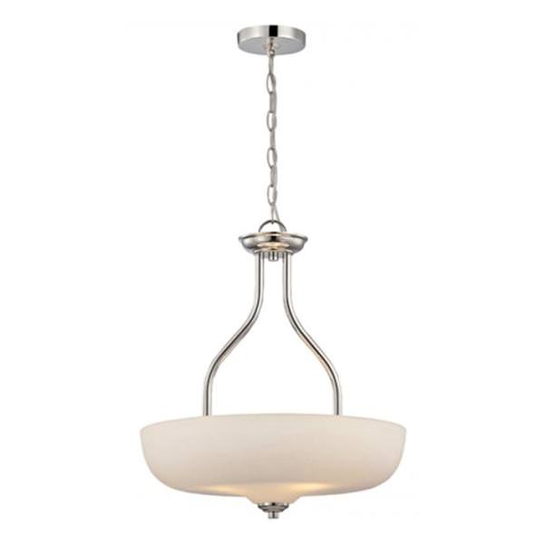 3 Light Polished Nickel Etched Opal Glass Shade LED Pendant Light Fixture