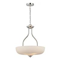 View 3 Light Polished Nickel Etched Opal Glass Shade LED Pendant Light Fixture
