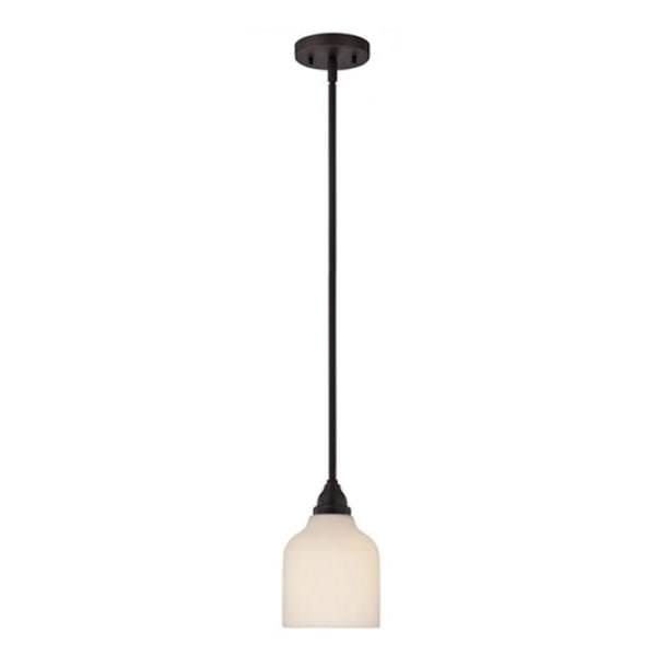 1 Light Mahogany Bronze Etched Opal Glass Shade LED Mini Pendant Light Fixture