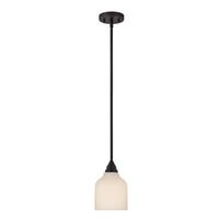 View 1 Light Mahogany Bronze Etched Opal Glass Shade LED Mini Pendant Light Fixture