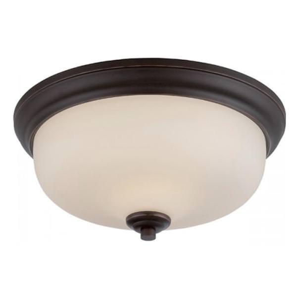 13" 9.8 watt 120 volt 2700K Mahogany Bronze Etched Opal Glass Shade LED Ceiling Light Fixture