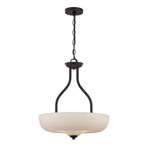 3 Light Mahogany Bronze Etched Opal Glass Shade LED Pendant Light Fixture