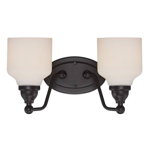 2 Light 22 watt 2700K Mahogany Bronze Satin White Glass Shades LED Vanity Light