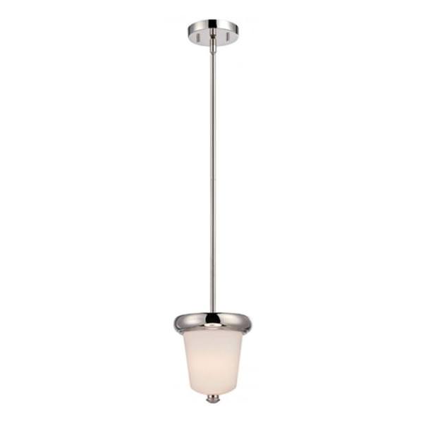 1 Light Polished Nickel Etched Opal Glass Shade LED Mini Pendant Light Fixture