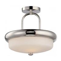 View 13" 9 watt 2700K Polished Nickel Etched Opal Glass Shade LED Ceiling Light Fixture