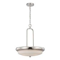 View 3 Light Polished Nickel Etched Opal Glass Shade LED Pendant Light Fixture