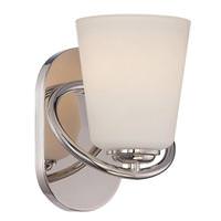 View 1 Light Polished Nickel Satin White Glass Shade Wall Light Fixture