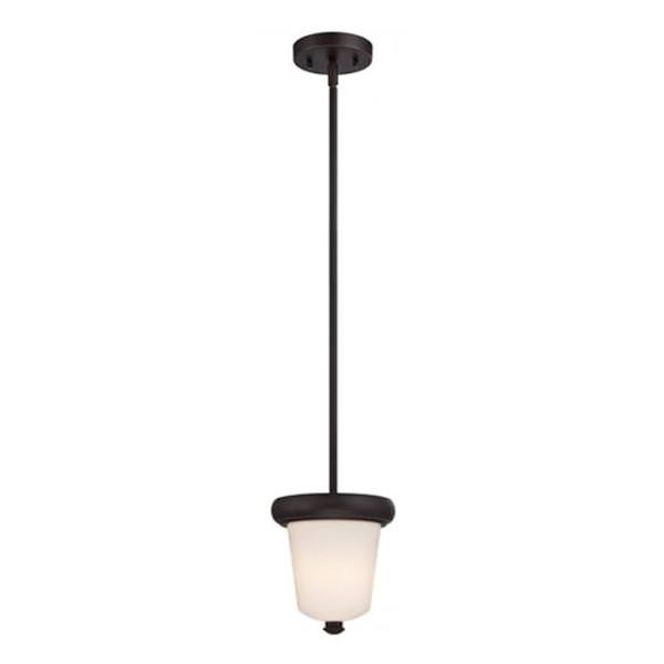 1 Light Mahogany Bronze Etched Opal Glass Shade LED Mini Pendant Light Fixture