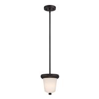 View 1 Light Mahogany Bronze Etched Opal Glass Shade LED Mini Pendant Light Fixture