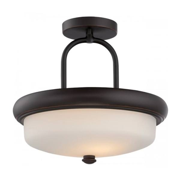13" 9.8 watt 2700K Mahogany Bronze Etched Opal Glass Shade LED Ceiling Light Fixture