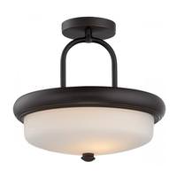 View 13" 9.8 watt 2700K Mahogany Bronze Etched Opal Glass Shade LED Ceiling Light Fixture
