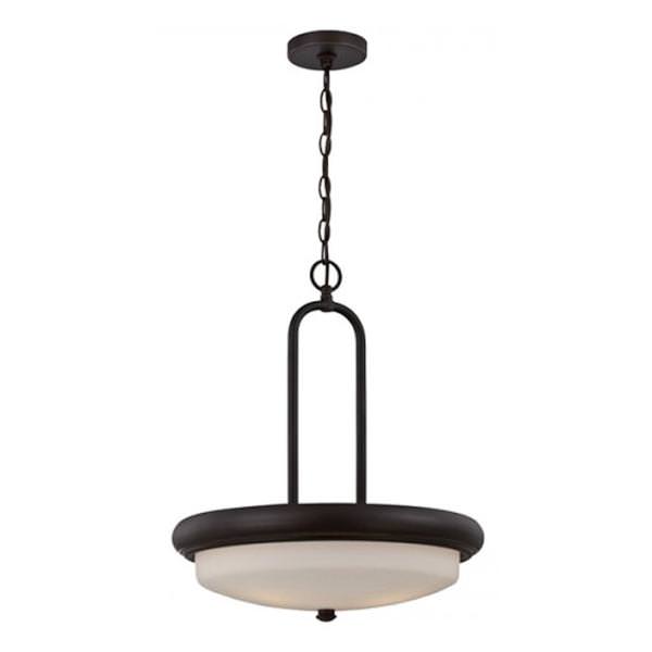 3 Light Mahogany Bronze Etched Opal Glass Shade LED Pendant Light Fixture