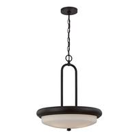 View 3 Light Mahogany Bronze Etched Opal Glass Shade LED Pendant Light Fixture